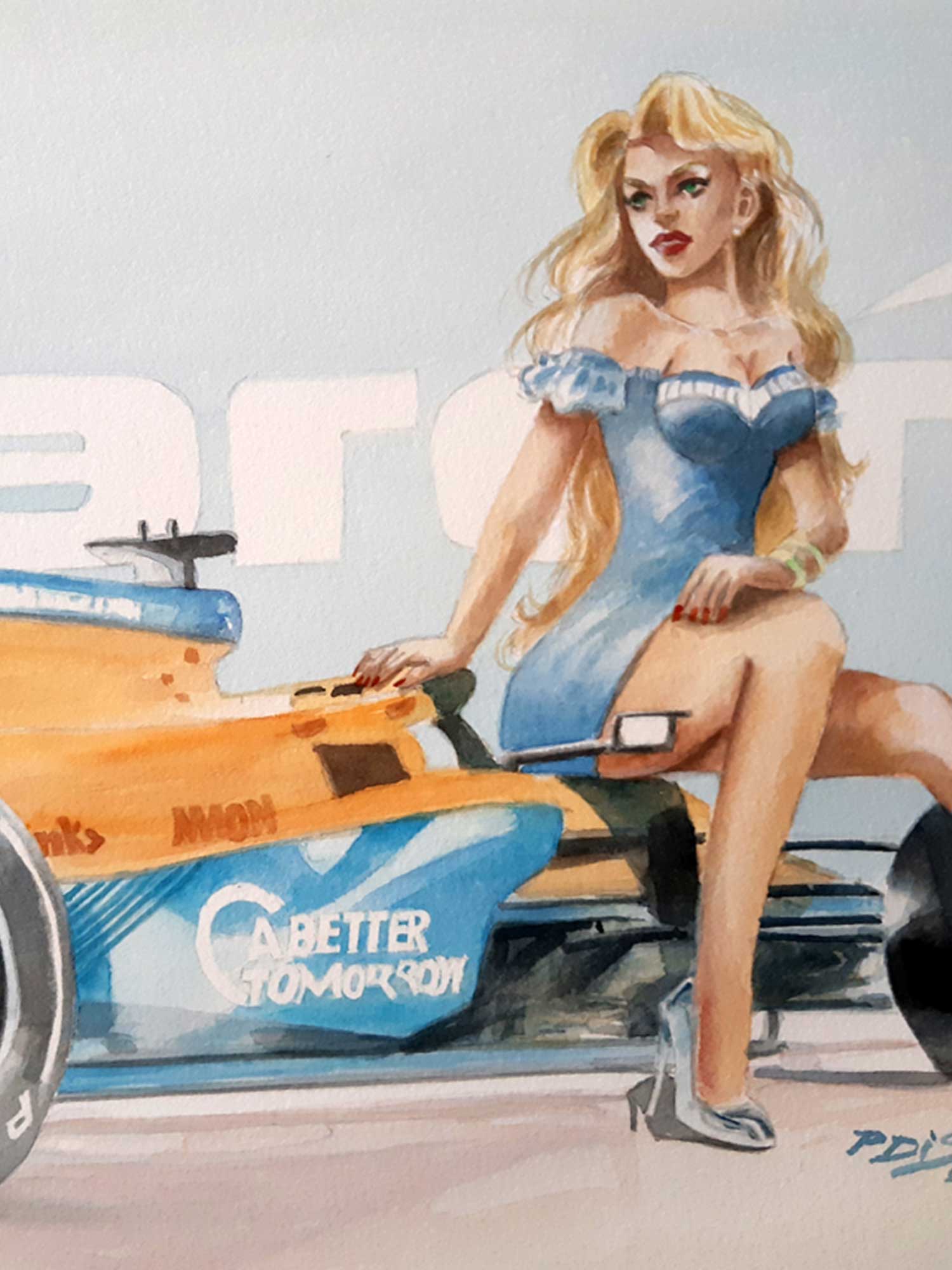 Obra “A McLaren e a Moça ” - Aquarela - Imagem 2