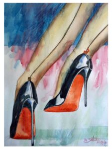 Obra de arte "Altas Curvas" aquarela Salto Alto - Artista Paulo Di Santoro - Atelier.