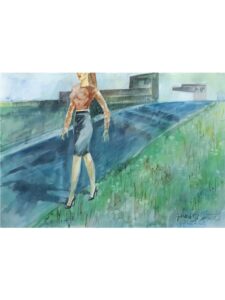 Obra de arte "Caminhando Rápido" aquarela da séria Caminhar - Artista Paulo Di Santoro - Atelier.