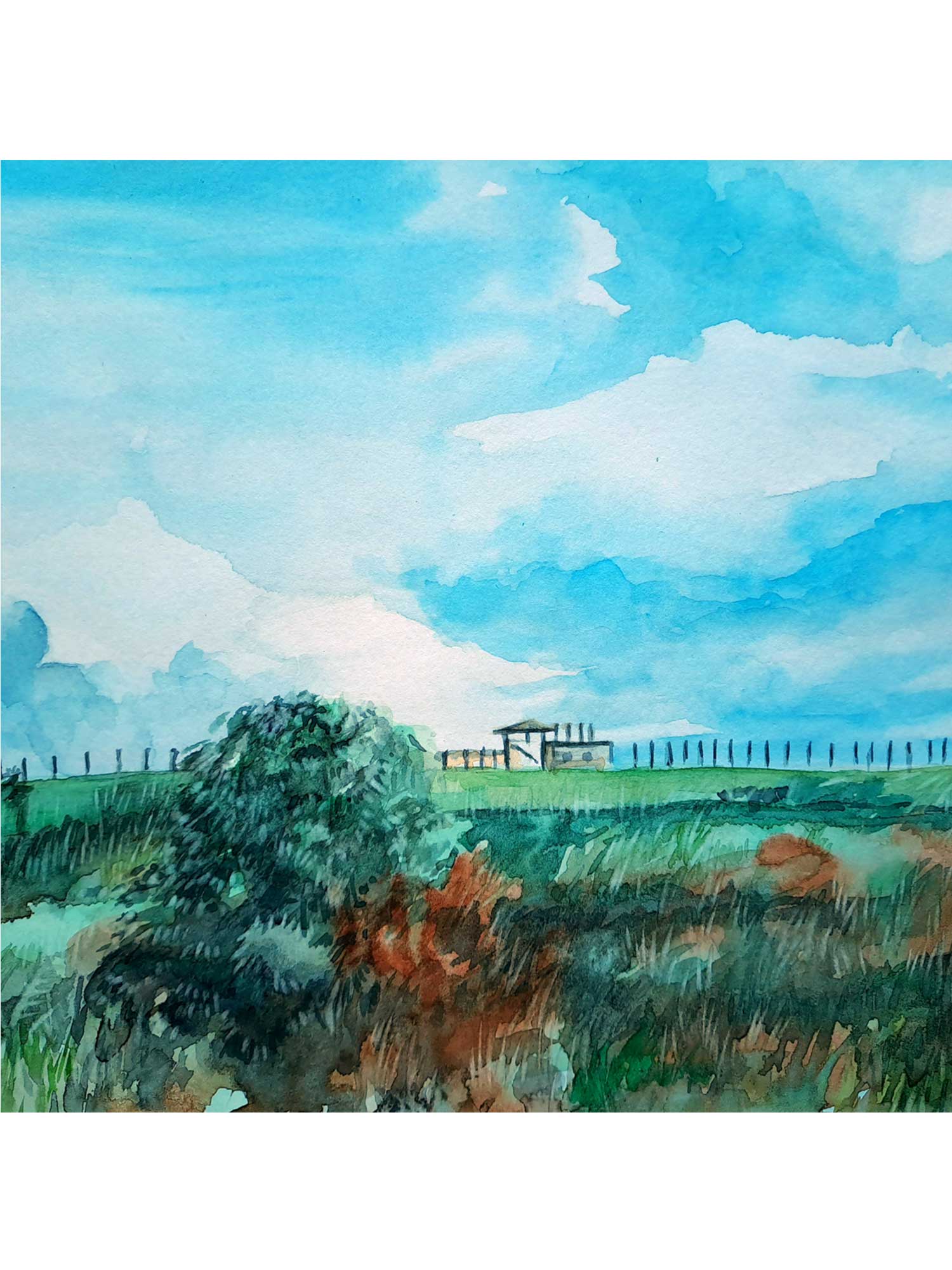 Aquarela "Monte" aquarela - Artista Paulo Di Santoro - Atelier.
