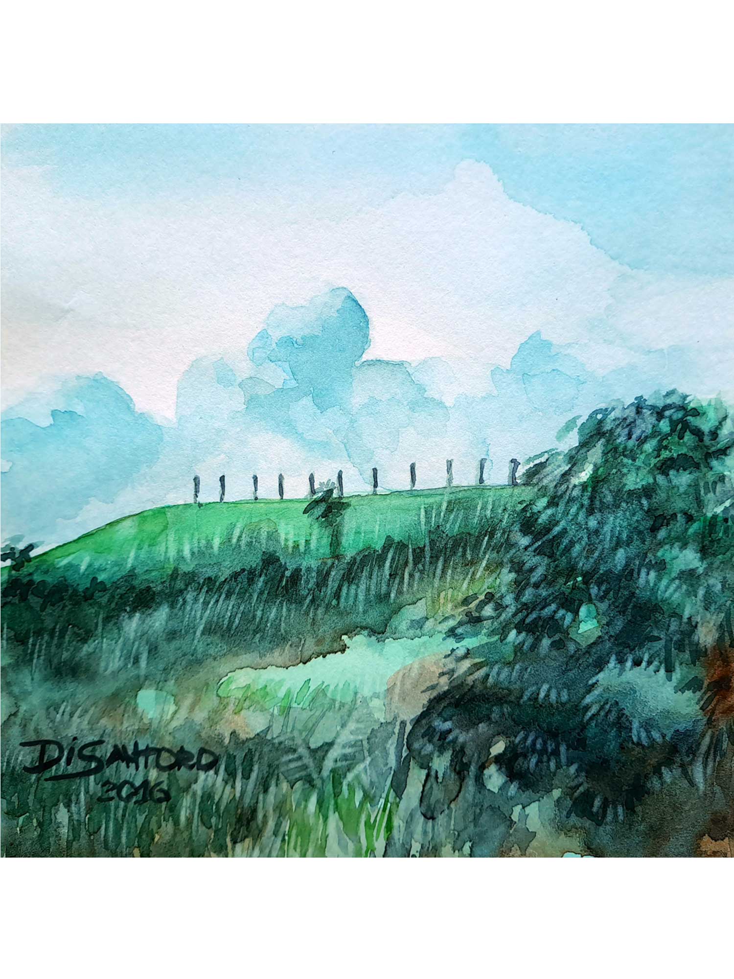 Aquarela "Monte" aquarela - Artista Paulo Di Santoro - Atelier.