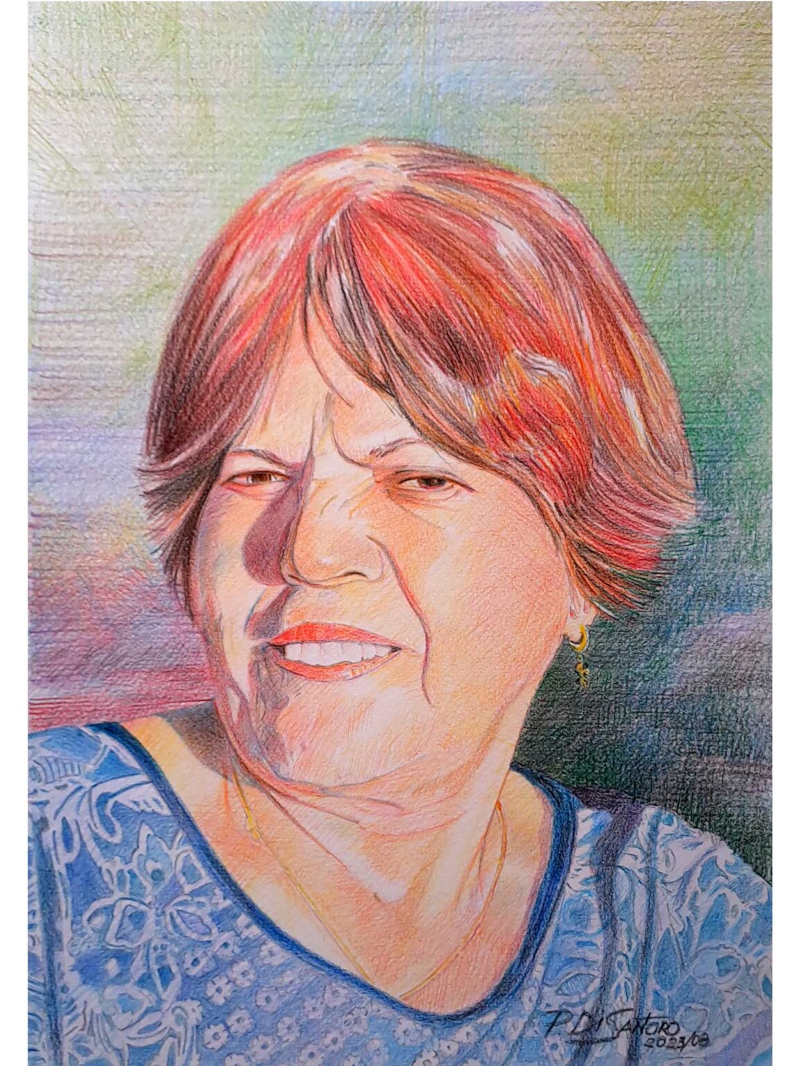 "Retrato de Valdete" Lápis de Cor - Artista Paulo Di Santoro - Atelier | Retrato por Encomenda.