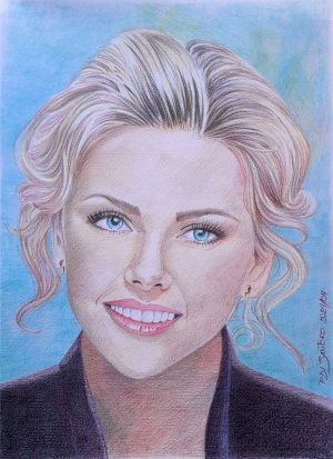 "Retrato Charlize Theron" Lápis de Cor - Artista Paulo Di Santoro - Atelier | Retrato por Encomenda.