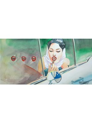 Aquarela "Moça no Carro" aquarela - Artista Paulo Di Santoro - Atelier.