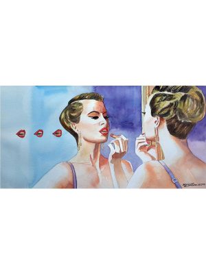 Aquarela "Moça no Espelho" aquarela - Artista Paulo Di Santoro - Atelier.