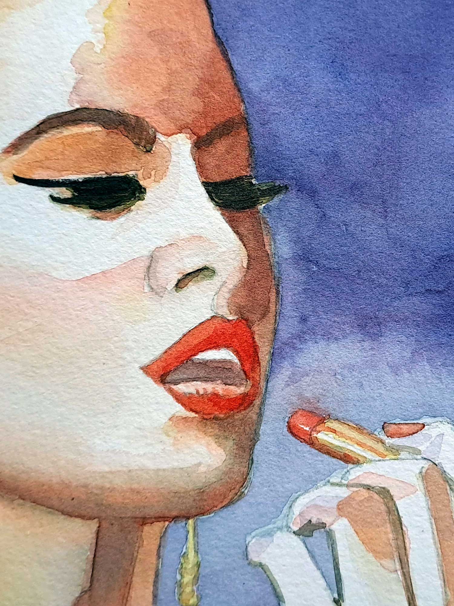 Aquarela "Moça no Espelho" aquarela - Artista Paulo Di Santoro - Atelier.