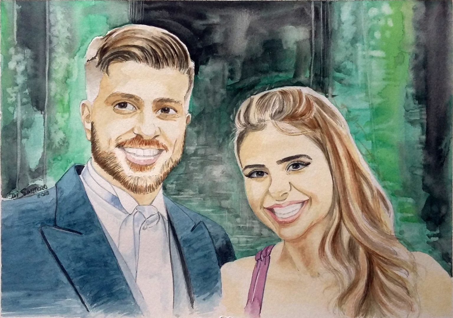 "Retrato de Renan e Ana" - Artista Paulo Di Santoro - Atelier | Retrato por Encomenda.