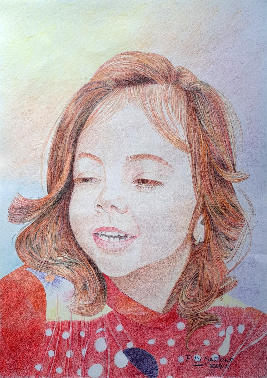 "Retrato de Laura" Lápis de Cor - Artista Paulo Di Santoro - Atelier | Retrato por Encomenda.