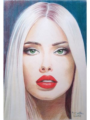 "Retrato Face Feminina 04" Aquarela - Artista Paulo Di Santoro - Atelier