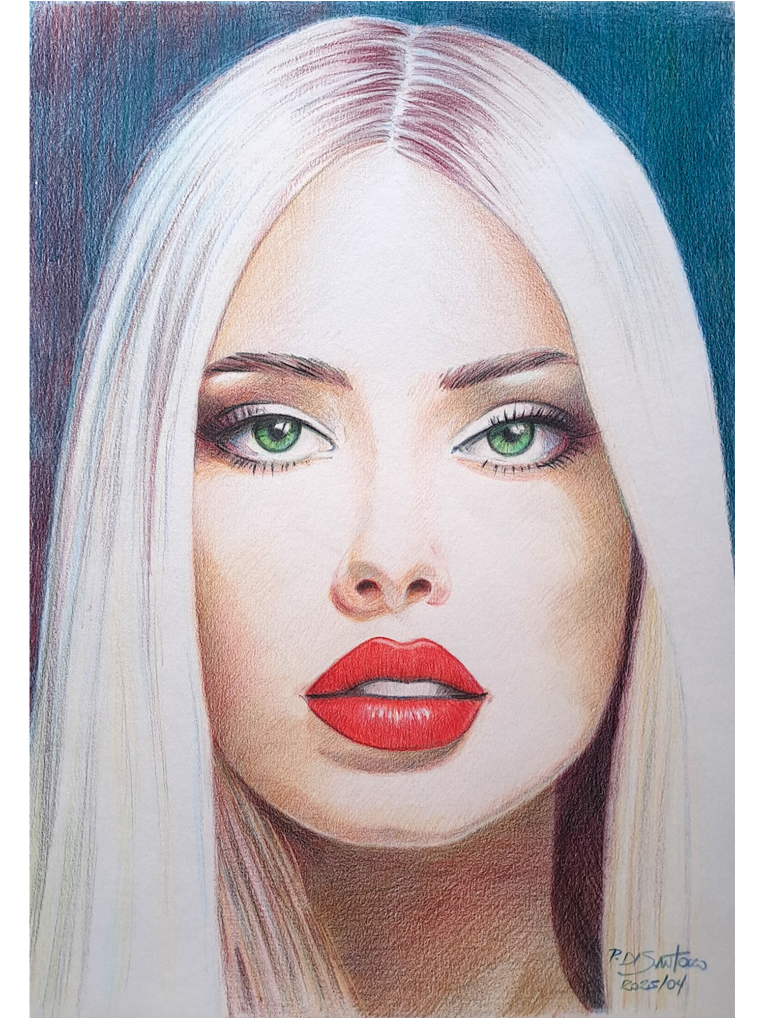 "Retrato Face Feminina 04" Aquarela - Artista Paulo Di Santoro - Atelier