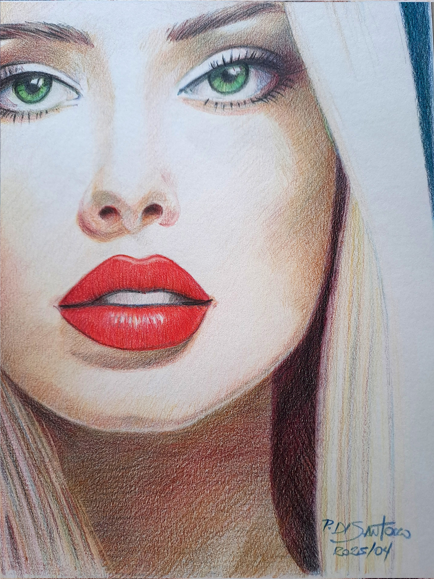 "Retrato Face Feminina 04" Aquarela - Artista Paulo Di Santoro - Atelier