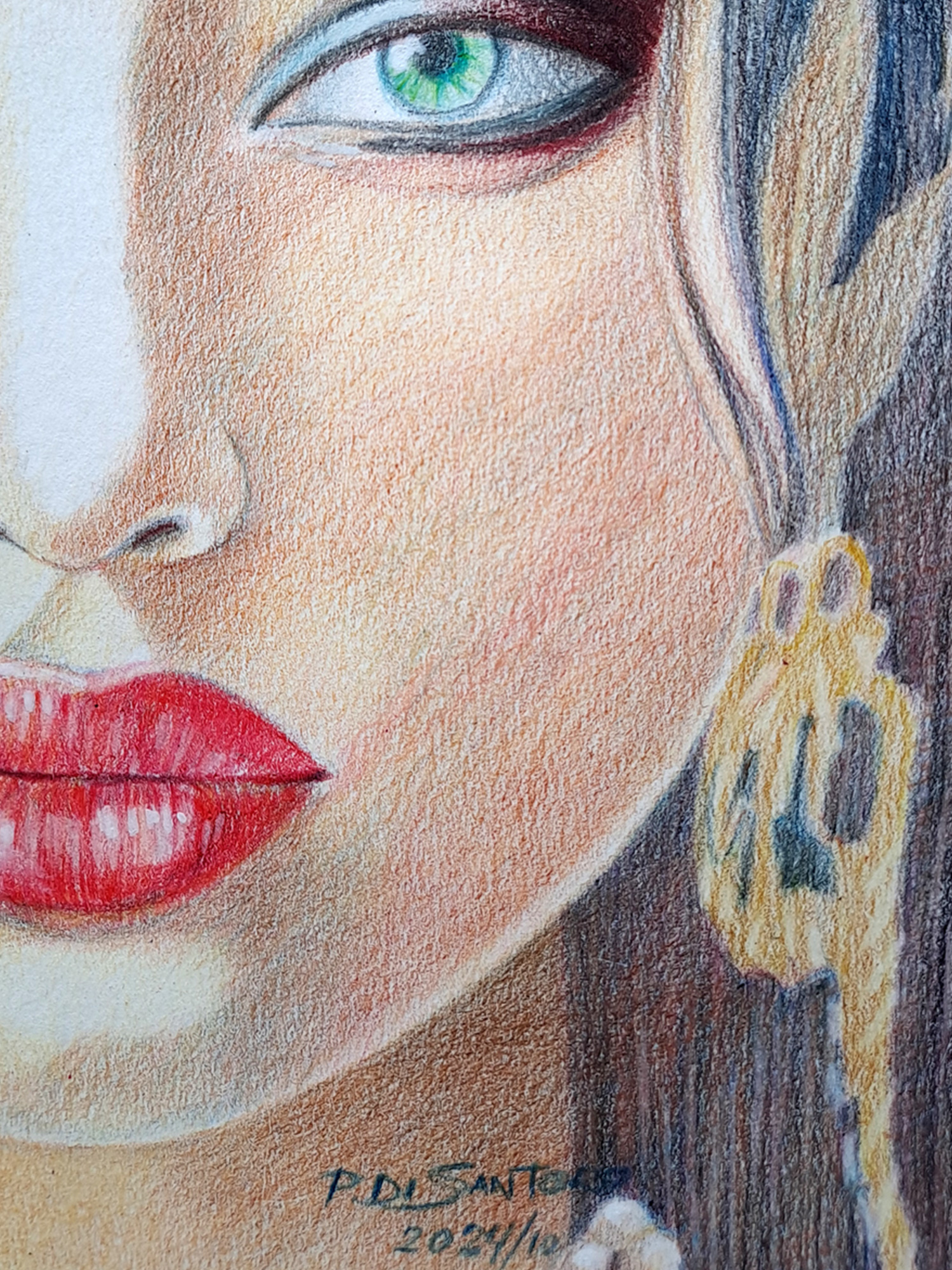 "Retrato Face Feminina 03" Aquarela - Artista Paulo Di Santoro - Atelier