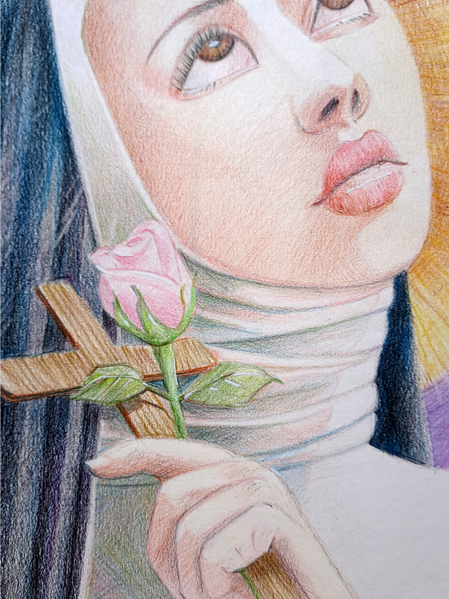 "Retrato Santa Rita de Cássia" Lápis de cor - Artista Paulo Di Santoro - Atelier