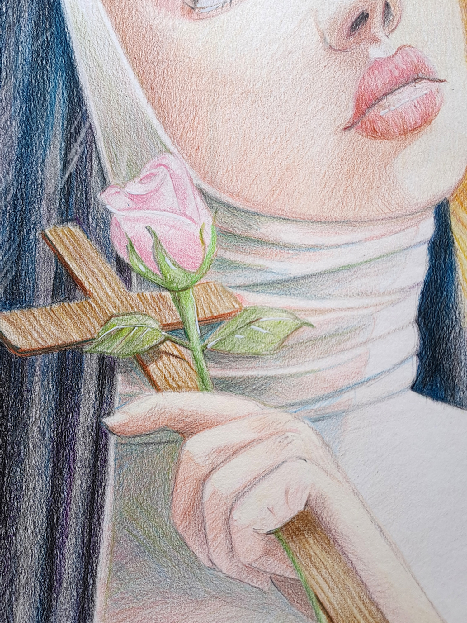 "Retrato Santa Rita de Cássia" Lápis de cor - Artista Paulo Di Santoro - Atelier