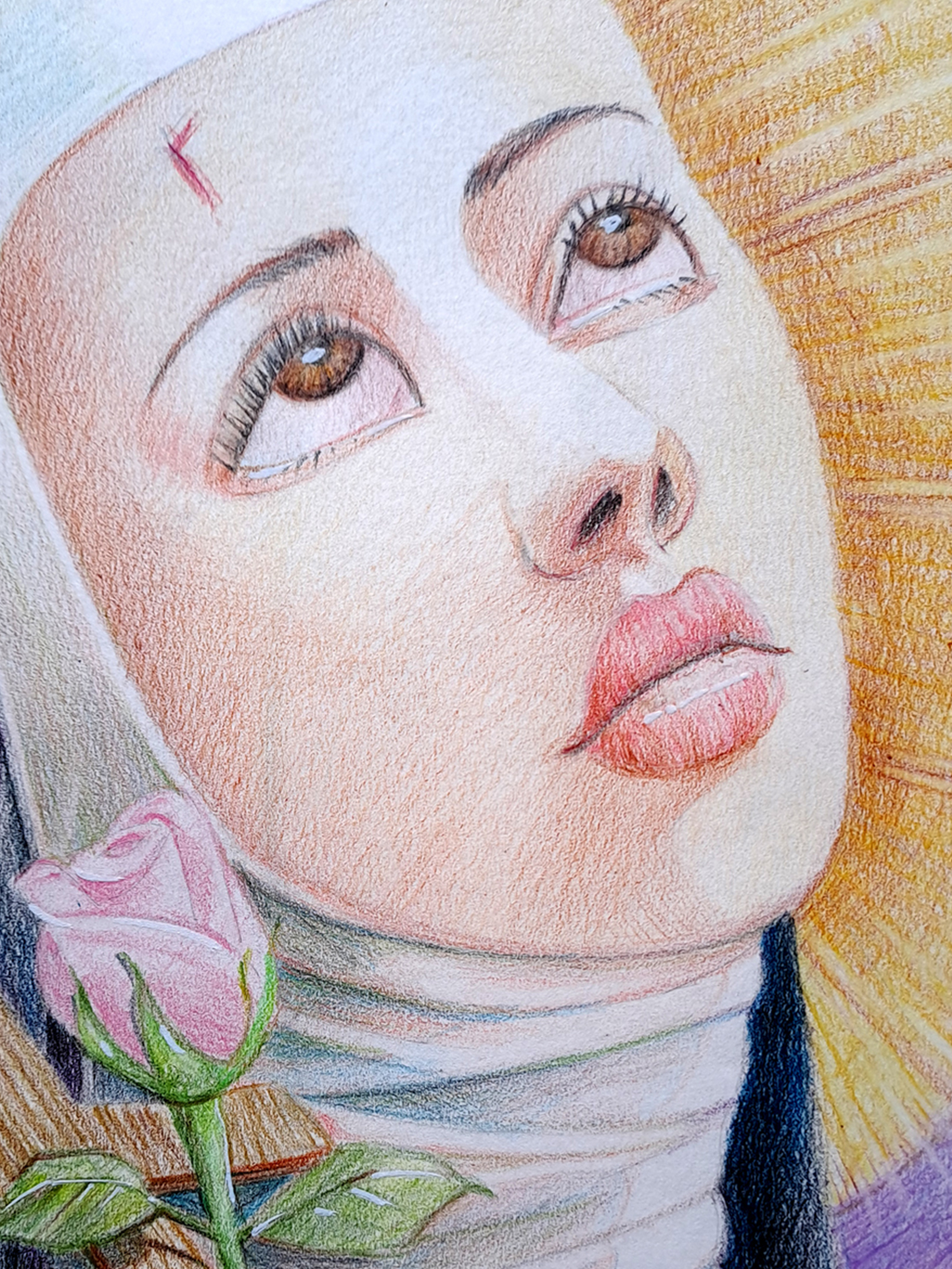 "Retrato Santa Rita de Cássia" Lápis de cor - Artista Paulo Di Santoro - Atelier