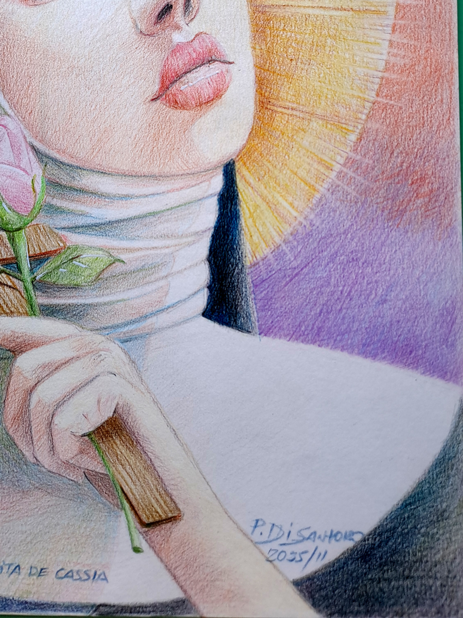 "Retrato Santa Rita de Cássia" Lápis de cor - Artista Paulo Di Santoro - Atelier
