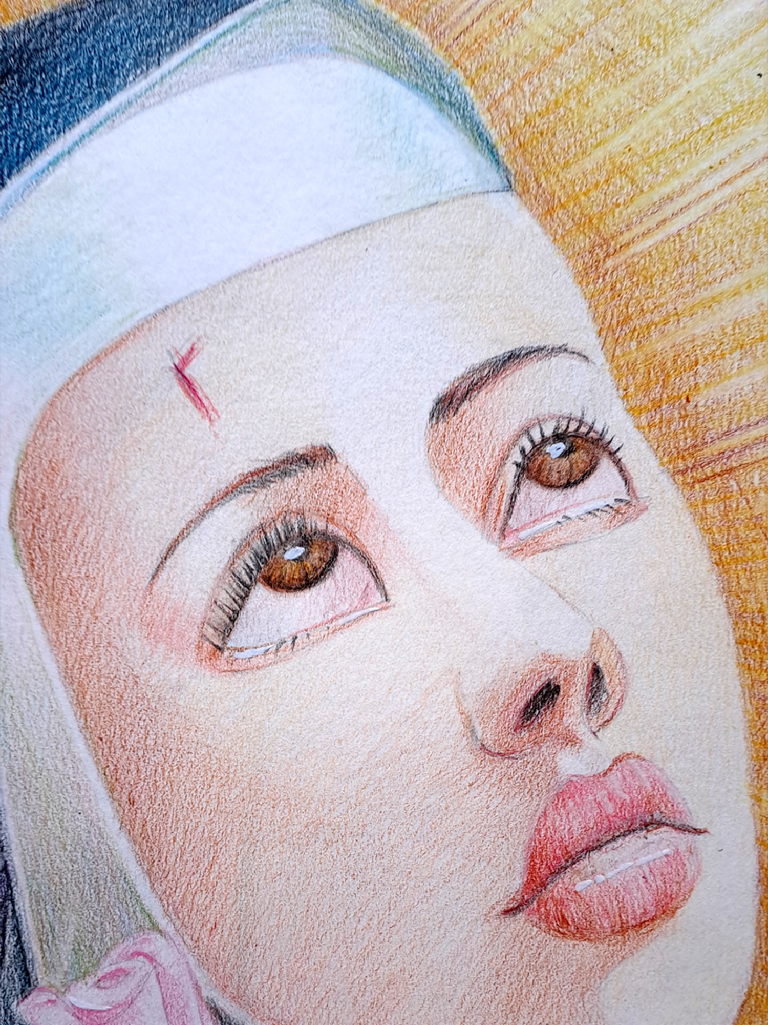 "Retrato Santa Rita de Cássia" Lápis de cor - Artista Paulo Di Santoro - Atelier